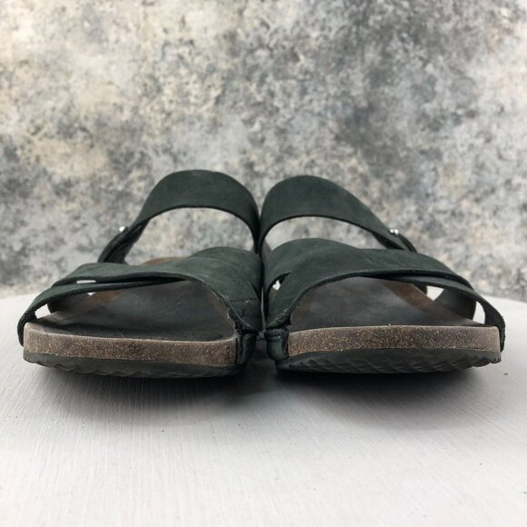 Teva Women's Size 10 Mahonia Black Leather Crisscross Slide Wedge Sandals - Picture 2 of 15
